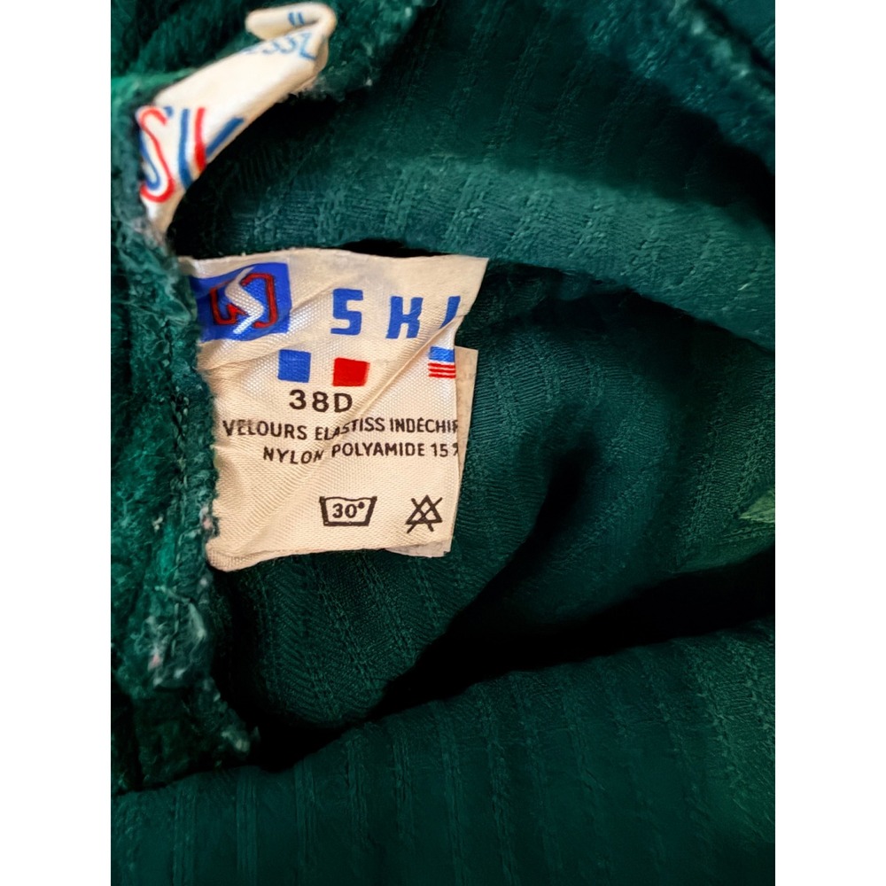 Vintage K-Way Green Corduroy Overalls Made in France Wool Blend Bibs Womens 38D - Picture 4 of 10